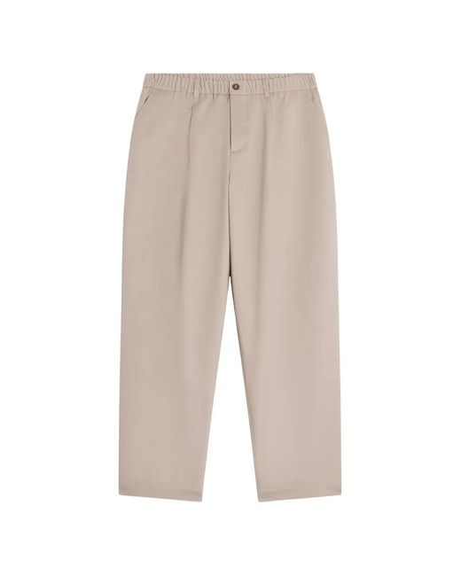 Maison Kitsuné White Logo-Embroidered Pleated Trousers for men