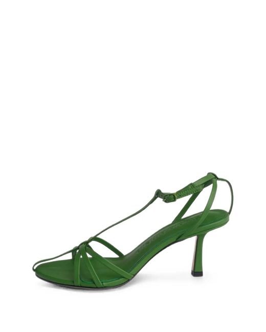 STUDIO AMELIA Green Aviary Strappy Leather Sandals