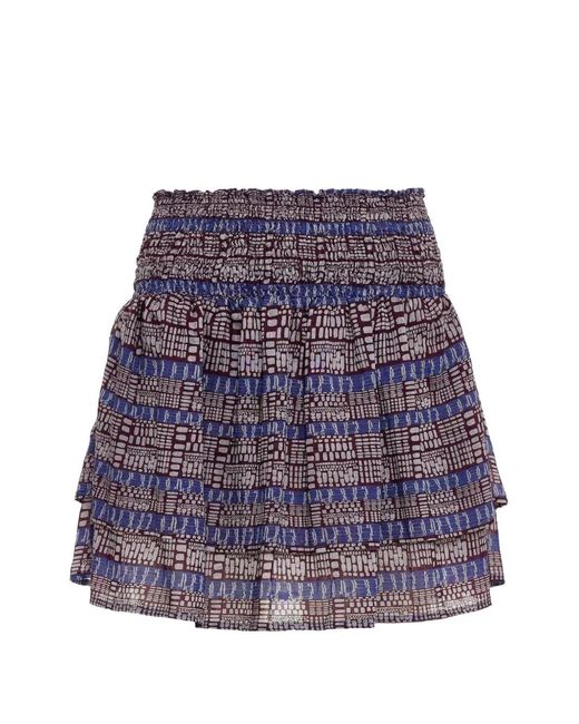 Devotion Purple Ruffled Patterned Skirt