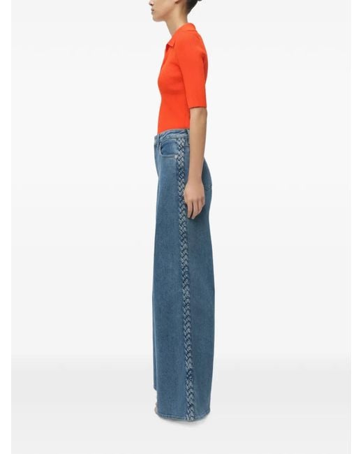 Jonathan Simkhai Red Secily Ribbed Knit Polo Shirt