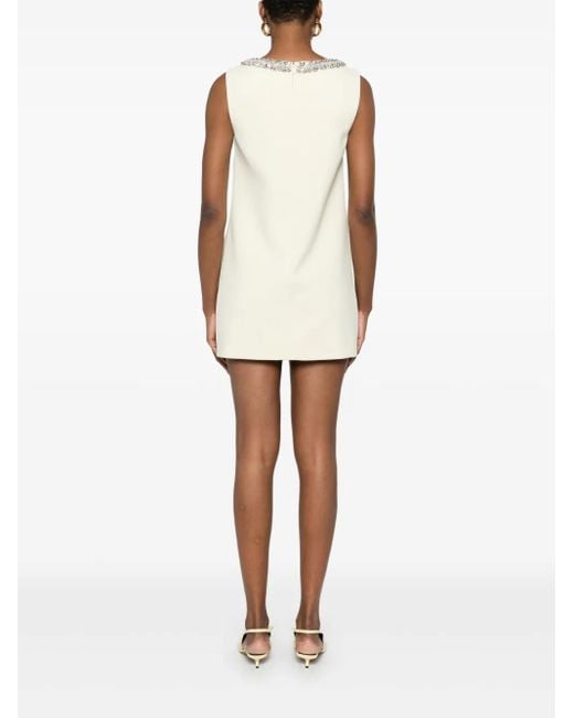 Self-Portrait Zelfportret Crêpe Mini -jurk Met Boog in het White