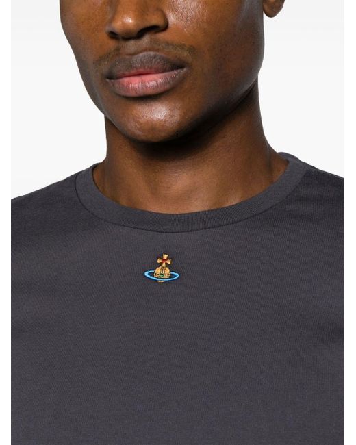 Camiseta con logo Orb bordado Vivienne Westwood de hombre de color Black