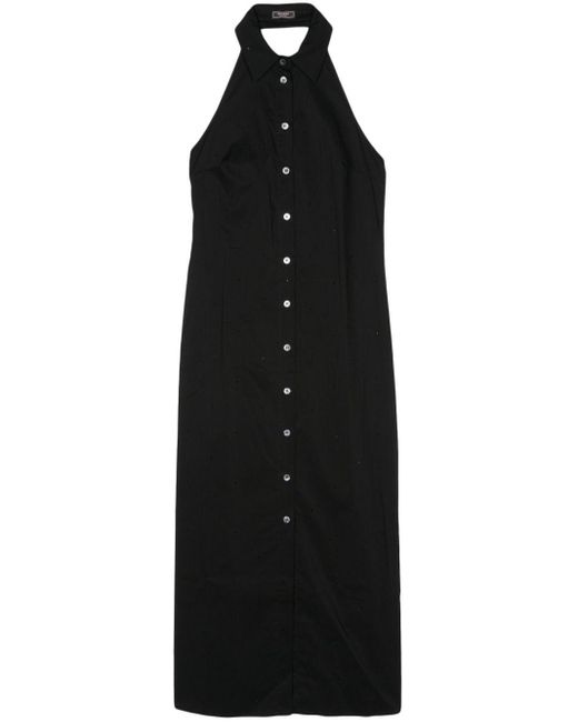 Peserico Black Rhinestone-embellished Maxi Dress