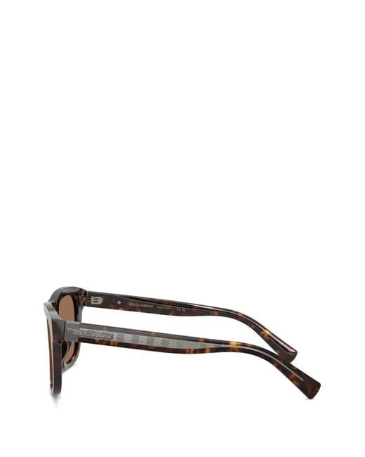 Dolce & Gabbana Brown Tortoiseshell-Effect Square-Frame Sunglasses
