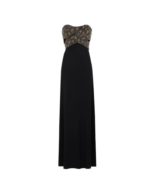 Roberto Cavalli Black Bead-Embellished Strapless Maxi Dress