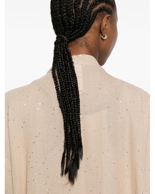 Peserico Natural Veste Brodée De Sequins À Franges