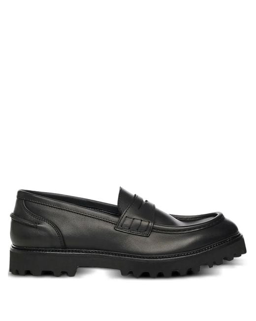 Giuliano Galiano Black Kobra Lug-Sole Loafers for men