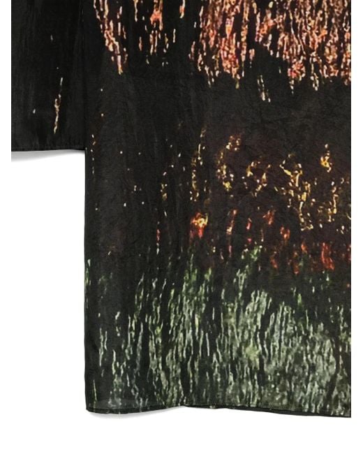 Yavi Black Firework-Print Silk Scarf