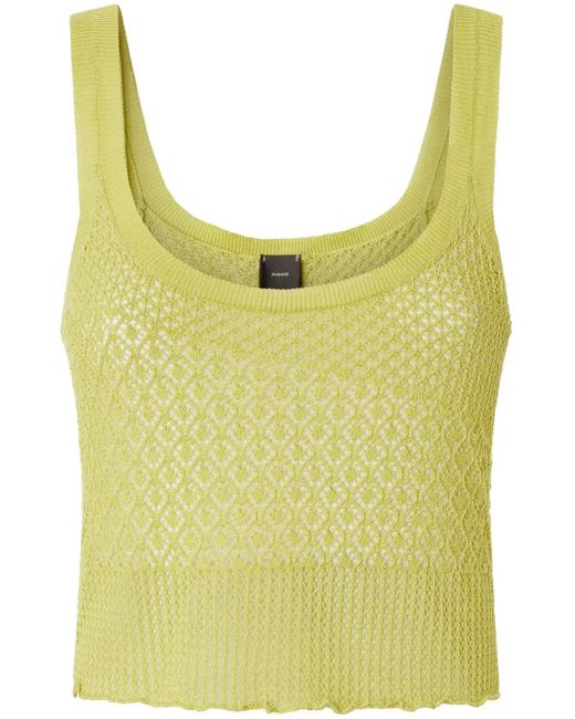 Pinko Yellow Crochet-Knit Top