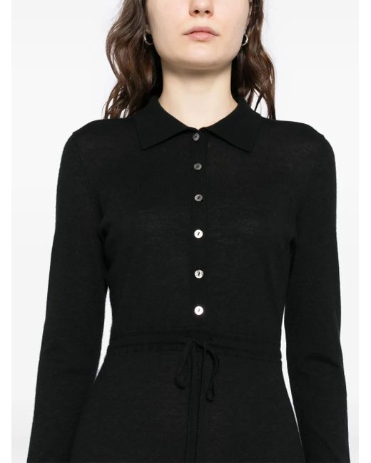 N.Peal Cashmere Black Polo Collar Dress