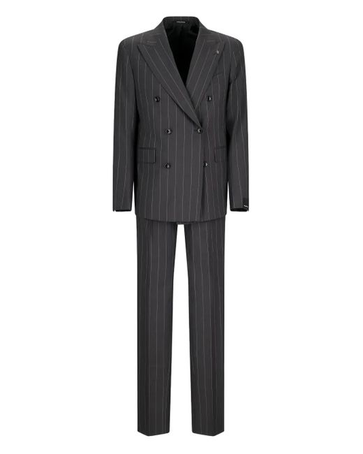 Tagliatore Black Pinstripe Double-Breasted Suit for men