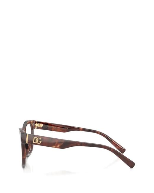 Dolce & Gabbana Brown Logo Rectangle Glasses