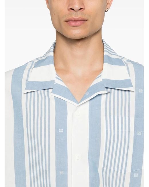 Givenchy Blue 4G Striped Shirt for men