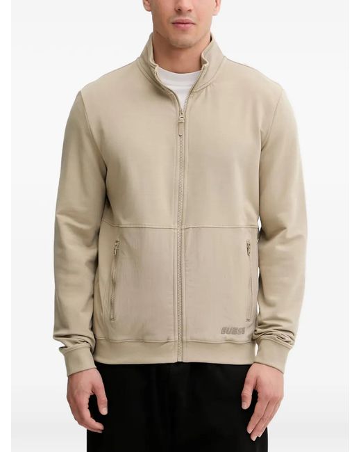 Guess Natural Zip-Up Panelled Sweater for men