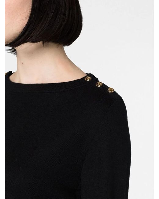 Gucci Black Knitted Buttoned-Shoulder Jumper