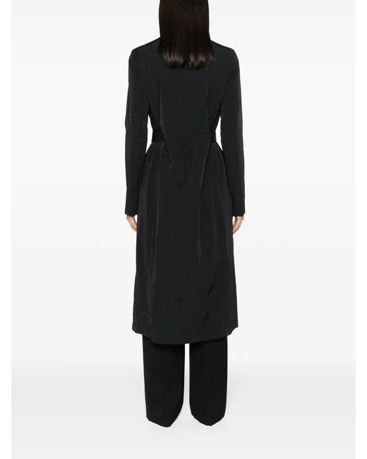 Fabiana Filippi Black Open-Front Crinkled Parka Coat
