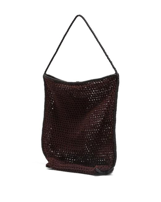 Bimba Y Lola Black Gehäkelte Schultertasche mit Lochmuster