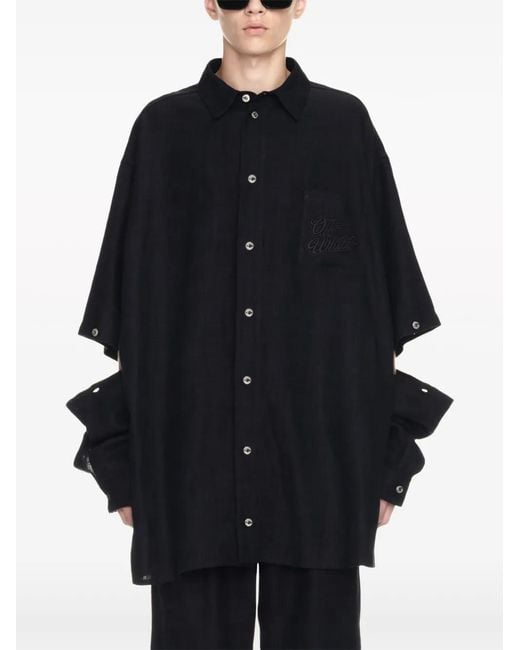 Off-White c/o Virgil Abloh Black Logo-Embroidered Panelled Linen Shirt Jacket for men