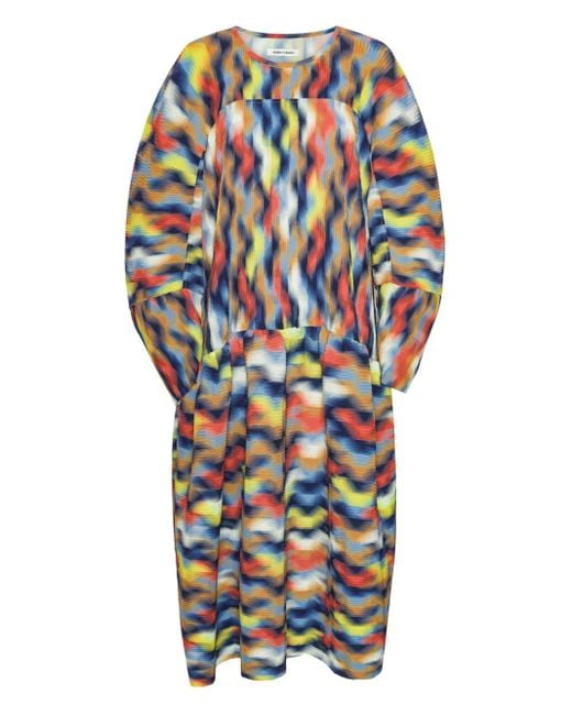 Henrik Vibskov Blue Wavy Cubes Dress