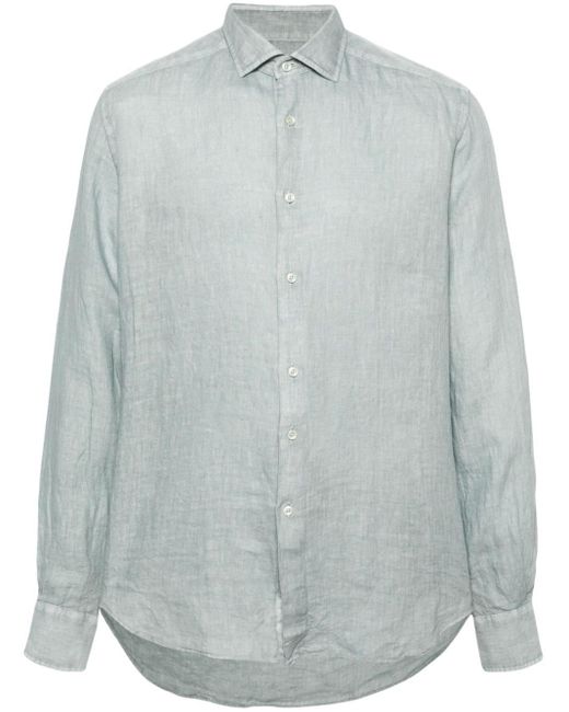 メンズ Dell'Oglio Spread-collar Linen Shirt Gray