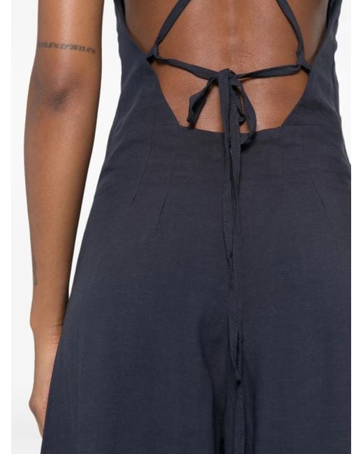 MOUTAKI Blue Cross-Straps Wide-Leg Jumpsuit
