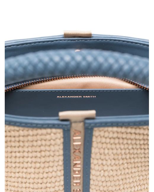 Alexander Smith Blue Small Lauren Braided-Handle Tote Bag