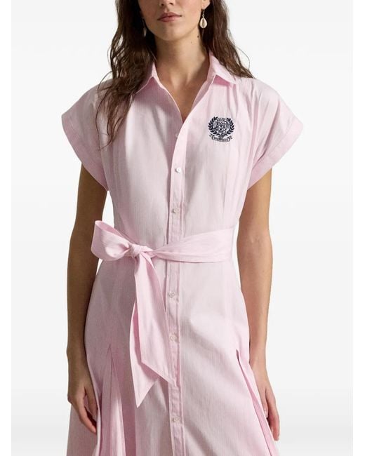 Polo Ralph Lauren Pink Wimbledon Striped A-Line Shirtdress