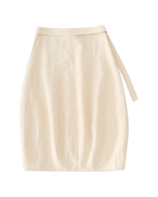 Studio Nicholson White Jupe Mi-Longue Orcha À Taille Nouée