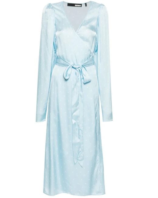 ROTATE BIRGER CHRISTENSEN Blue Polka-Dot Wrap Dress