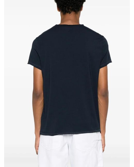 Zadig & Voltaire Blue Henley-Neck Cotton T-Shirt for men