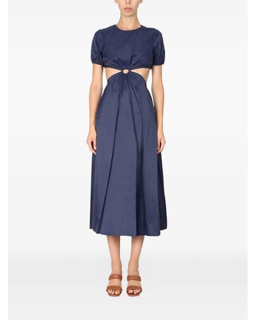 Staud Blue Calypso Cut-Out Midi Dress