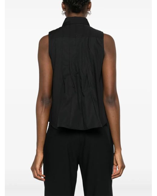 Sacai Black Sleeveless Pleated Shirt