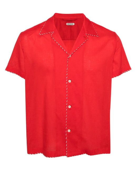 Bode Red Monday Whipstitch-detail Shirt for men