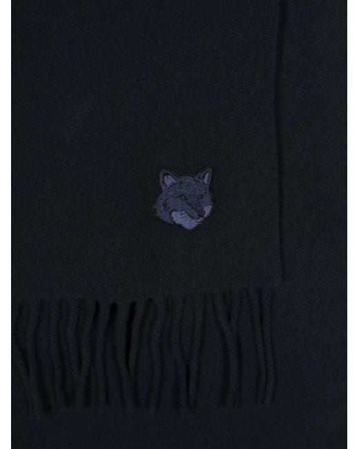Maison Kitsuné Blue Fox-Patch Scarf