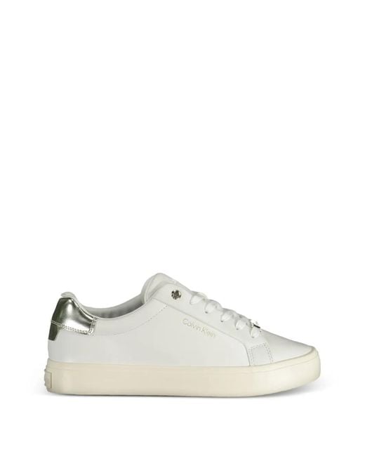 Calvin Klein White Kaylee Leather Sneakers