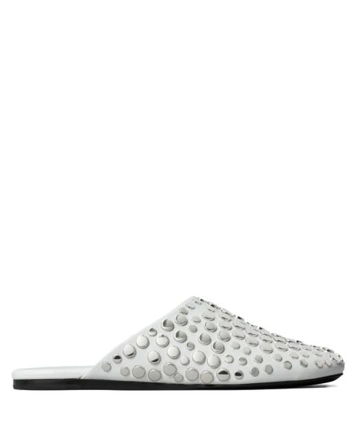 Tory Burch White Studded Leather Mules