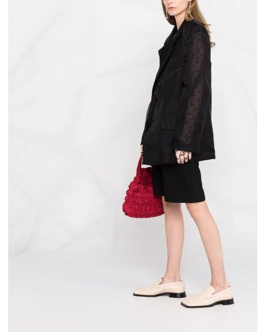Maison Margiela Black Sheer-Panel Single-Breasted Jacket