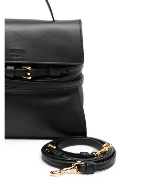 Moschino Black Tie Me Leather Handbag