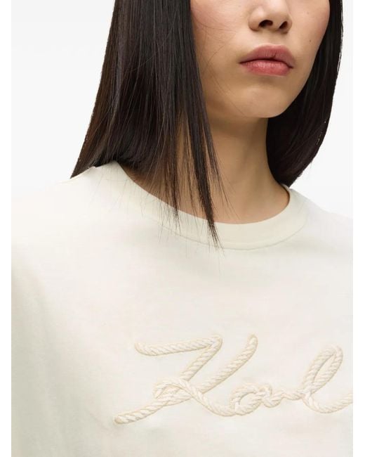 Karl Lagerfeld White Logo-Detail T-Shirt