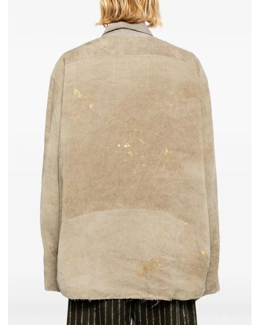 Ziggy Chen Natural Patchwork Collarless Shirt for men