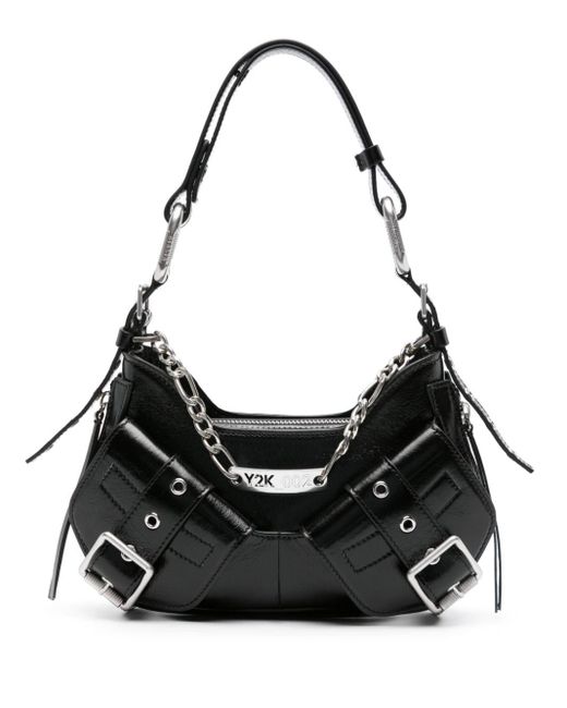 BIASIA Black Y2k Leather Shoulder Bag
