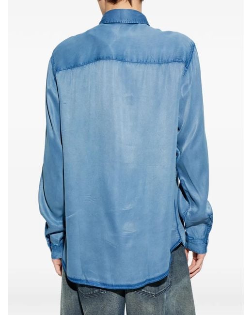 DIESEL Blue S-Holg Logo-Detail Shirt for men