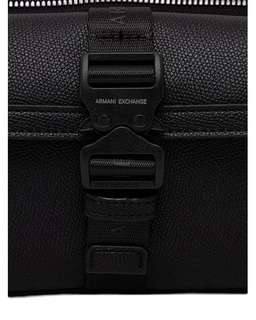 ARMANI EXCHANGE Black Pebbled Buckle-Fastening Belt Bag for men