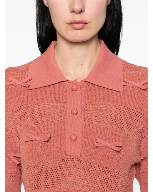 Essentiel Antwerp Pink Jarts Bow-Detail Polo Shirt