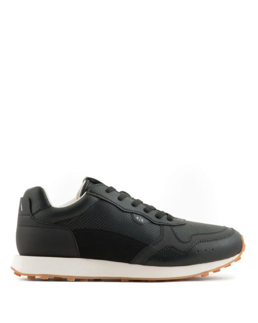 Armani Exchange Black Perforated Panelled Sneakers for men