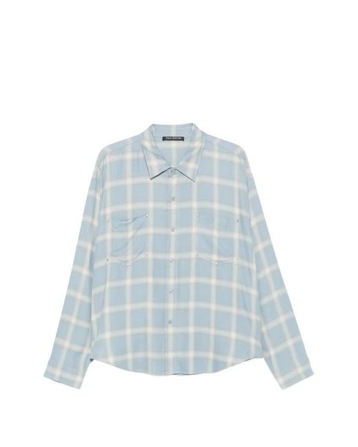 Cole Buxton Blue Chemise À Carreaux Et Clous for men