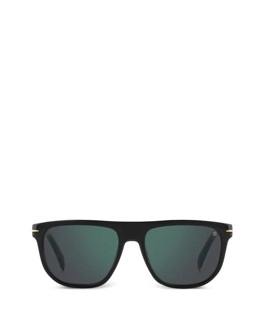 David Beckham Green Havana-Pattern Rectangle Sunglasses for men