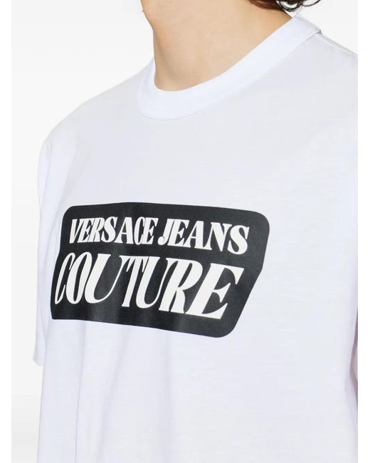 Versace Jeans Couture White Cotton Logo T-Shirt for men