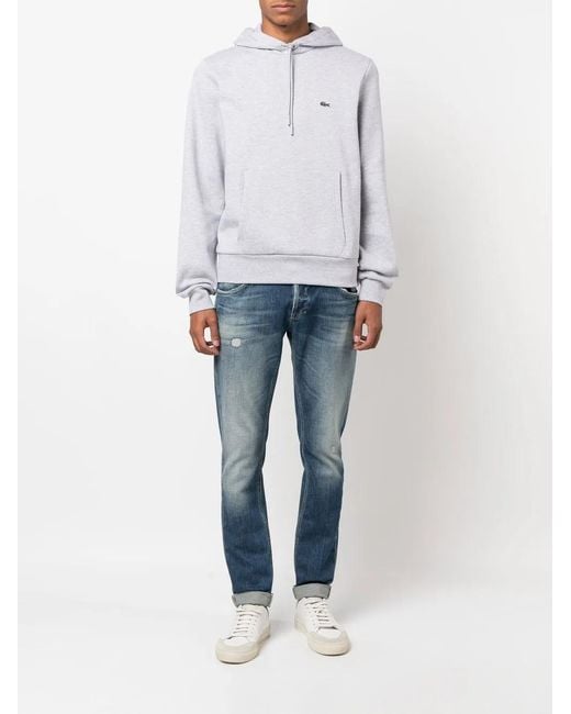 Lacoste White Logo Patch Hoodie for men