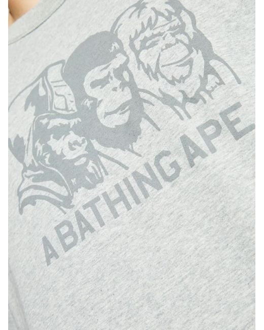 A Bathing Ape Gray Double Face Cotton T-Shirt for men